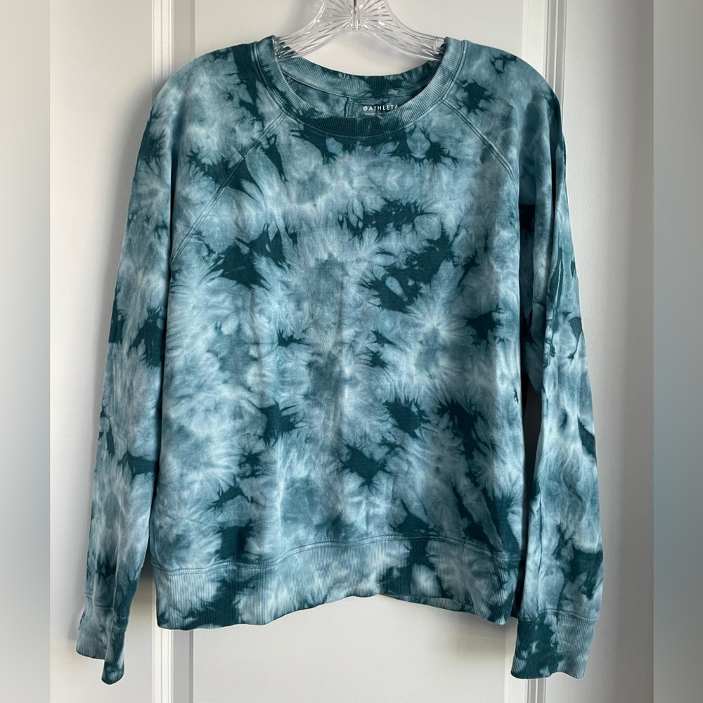 athelta sundown sweatshirt, teal blue tie dye, small, worn twice